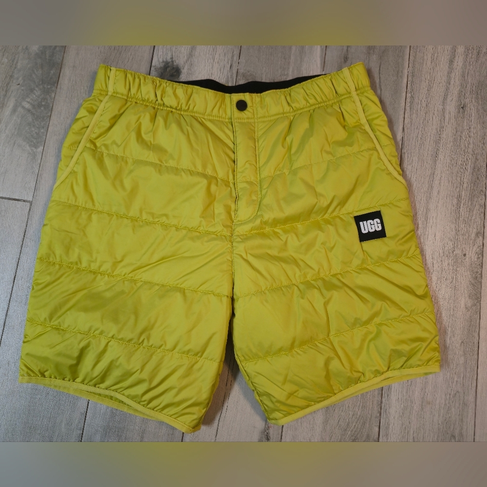 UGG Conner Quilted Puffer Shorts Neon Yellow Size XL